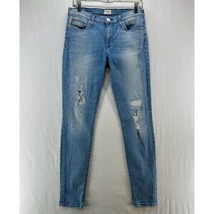 Hudson Jeans Womens Size 28 Distressed Skinny Light Washed Stretch Denim Blue